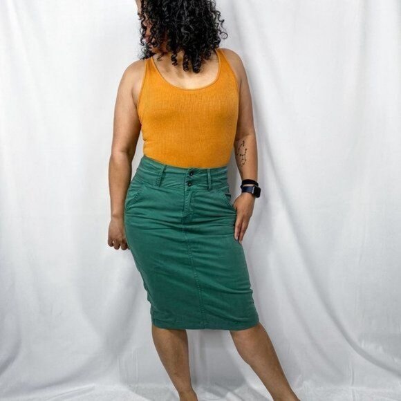 FRESH INK Medium Green Hi-Life‎ Pencil Skirt Summer Casual - Picture 11 of 11